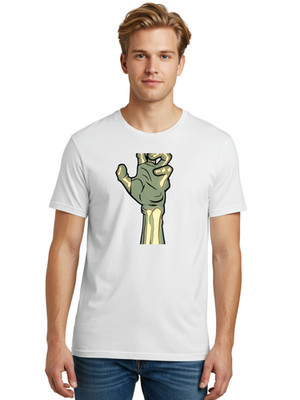 Skeleton-Hand Mens Graphic Tee, 100% Cotton, Casual Summer Wear
