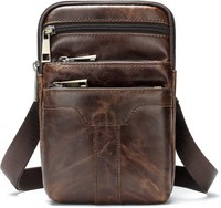 Handytasche UmhäNgen Leder Vertikal GüRteltasche Herren Crossbody Schultertasche