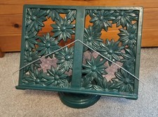Vintage Green Cast Iron Cookbook Stand – Heavy Duty Daisy Design