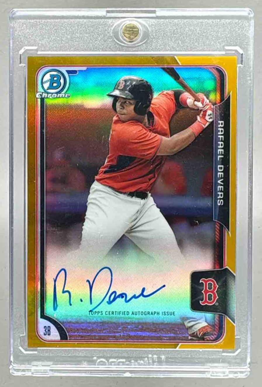 Rafael Devers 2015 Bowman #BCAP-RD Gold Refractor Chrome Prospect Auto /50