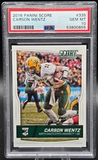 2016 Score CARSON WENTZ Rookie RC Footall Card PSA 10 GEM MINT. rookie card picture