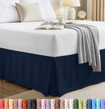 Queen Bed Skirt - Soft Quadruple Pleated Ruffle - Easy Fit with 16 Inch Tailored