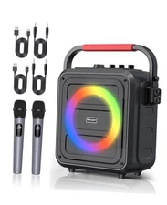 Karaoke Machine for Adults & Kids, Bluetooth Karaoke Speaker with Two Red