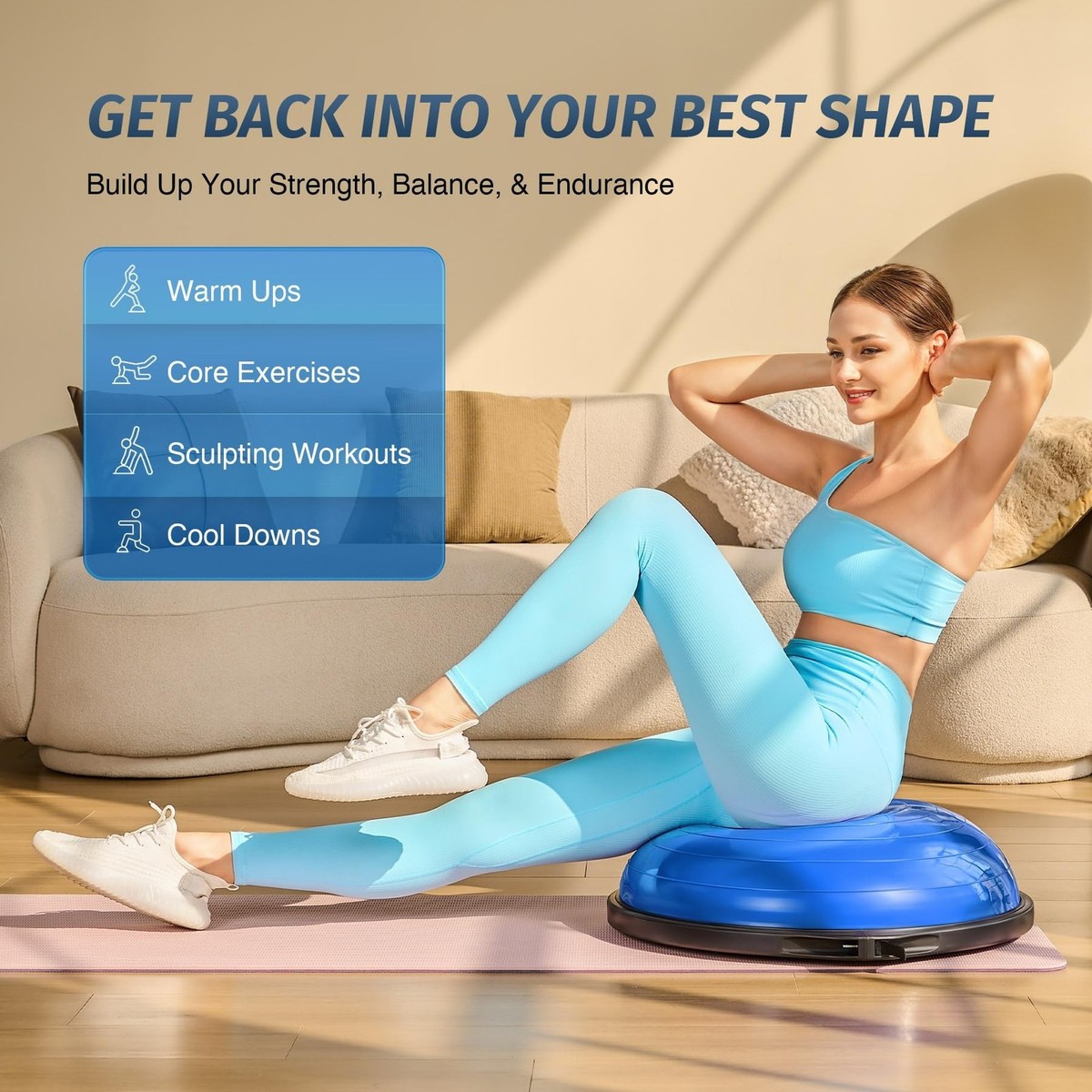 ZELUS 25in. Balance Ball | 660lb Inflatable Half Exercise Ball