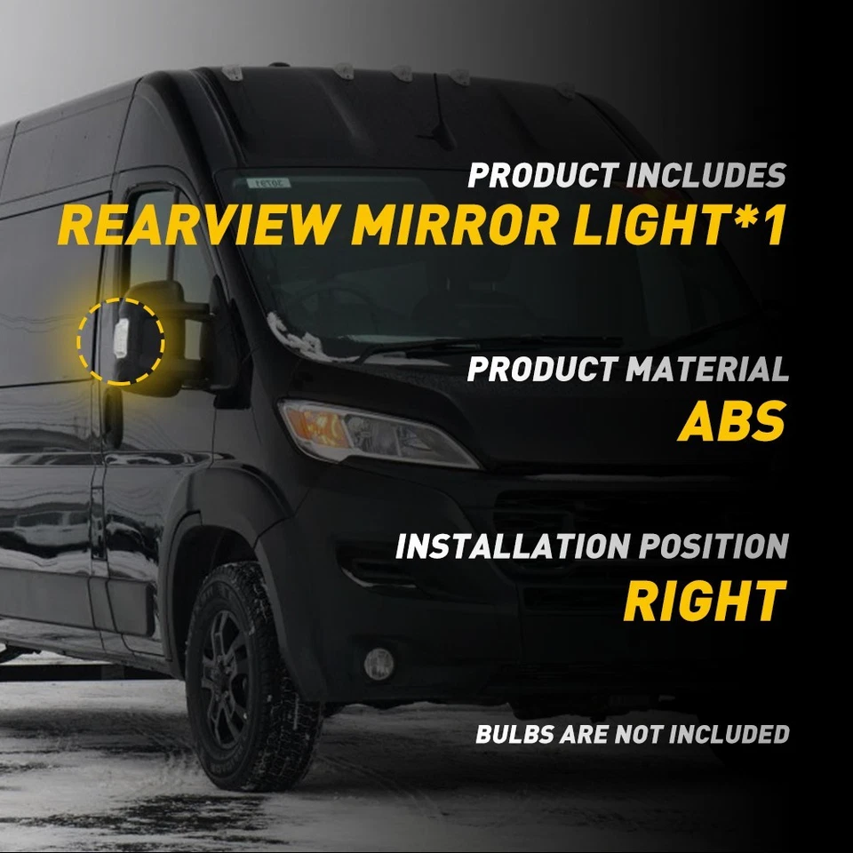 Luz de espejo retrovisor lateral derecho señal delantera pasajero ajuste 14-23 Ram ProMaster 1500 Foto 4 de 4