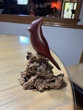 Half Moon Bay Wood Carved Cardinal Natural Wood Mixture  Burl Wood Figurine 7  