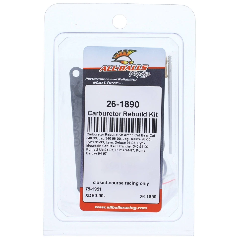 New All Balls Carburetor Rebuild Kit 26-1890 for Arctic Cat Puma 2 Up 94-97 Foto 3 de 4