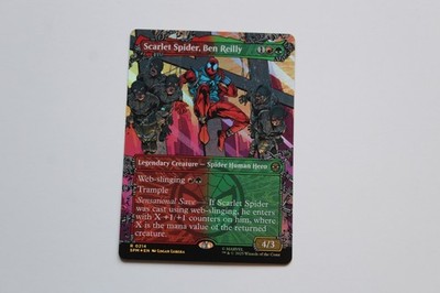 Magic MTG Spiderman Kartenspiel Marvel Einzelkarte Borderless Foil Scarlet 0214