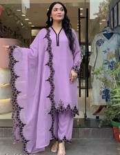 Women Embroidered Pakistani Designer Kurti With Pant Stylish Duppta. Size...