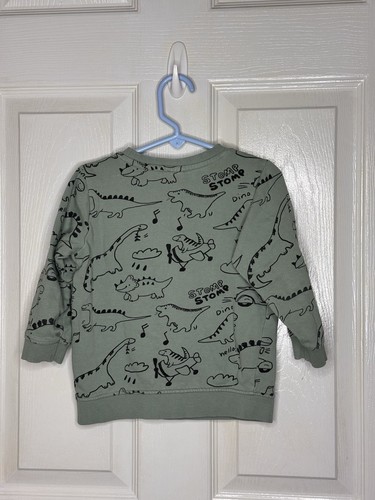 H&M Dinosaur Sweater Boys Size 4T Green Long Sleeve Crew Neck - Picture 2 of 3