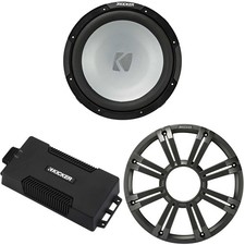 Kicker 48PXA6001 Weatherproof Powersport Mono Amp  12" 2 Ohm Marine Subwoofe...