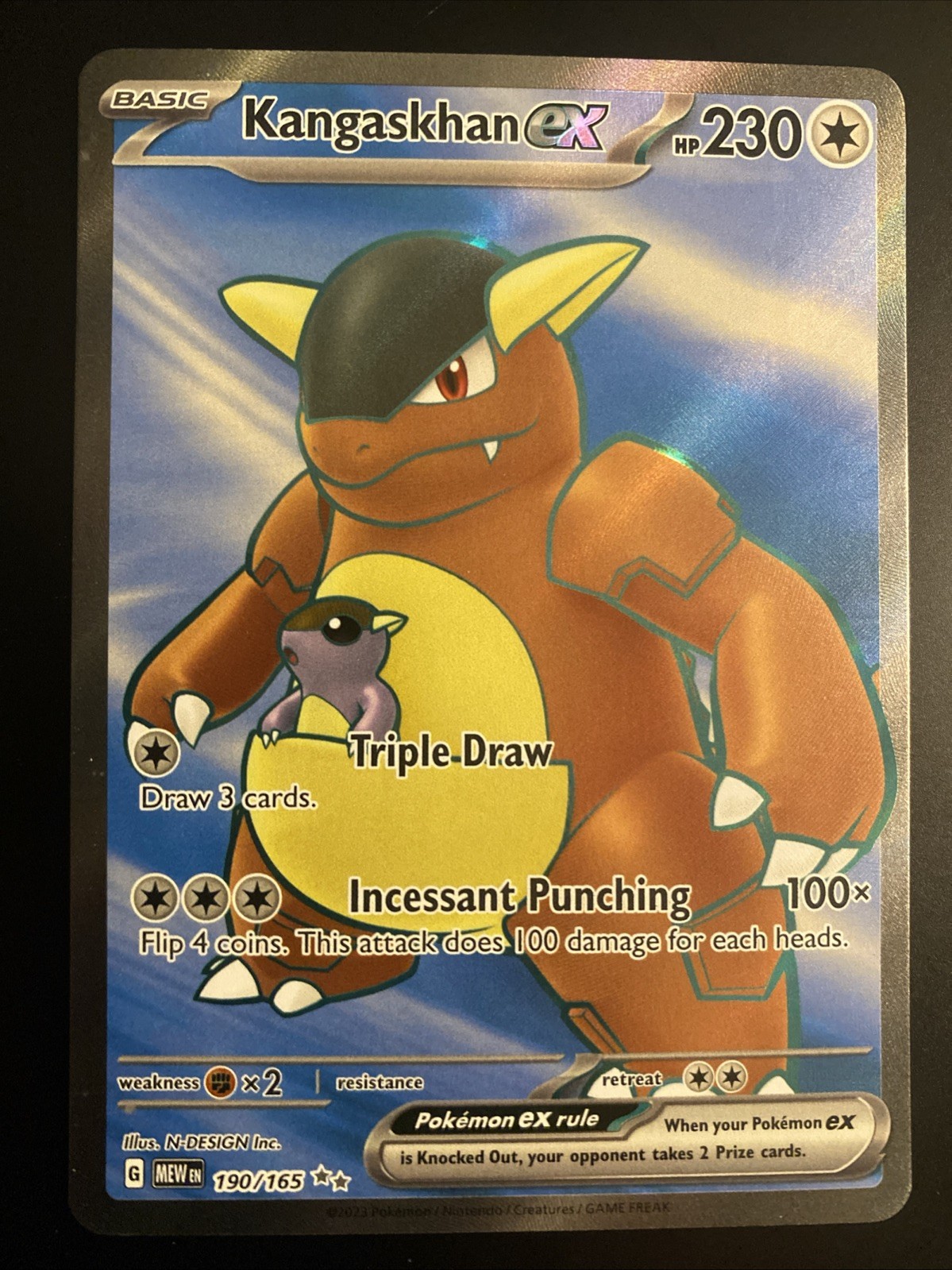 Kangaskhan EX 190/165 Scarlet & Violet 151 Ultra Rare Full Art Pokemon Card 
