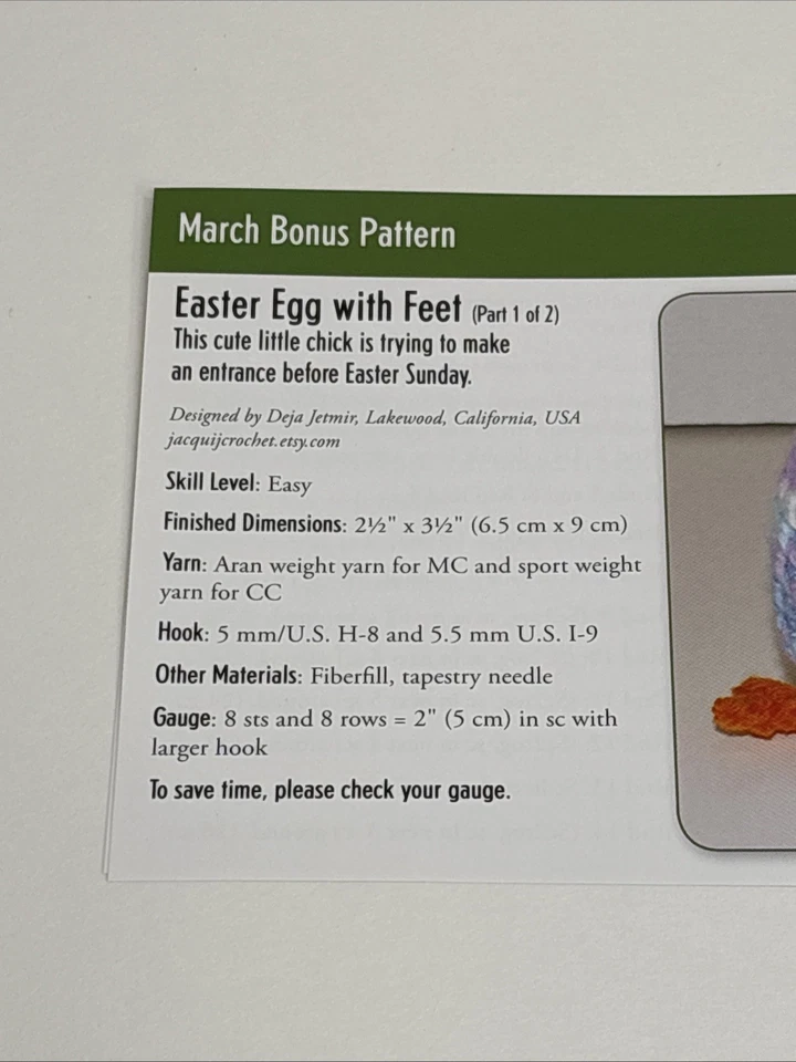 Easter Egg with Feet Crochet Pattern Cards Pages - Image 2 of 3