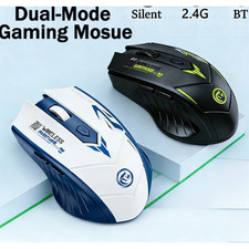 Dual Mode Wireless Bluetooth Gaming Mouse – Rechargeable Silent 6 Button Mouse