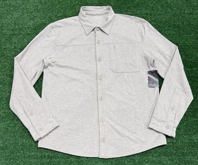 FLX Men's Winter Wander Long sleeved Button Down Light Grey NWT Medium