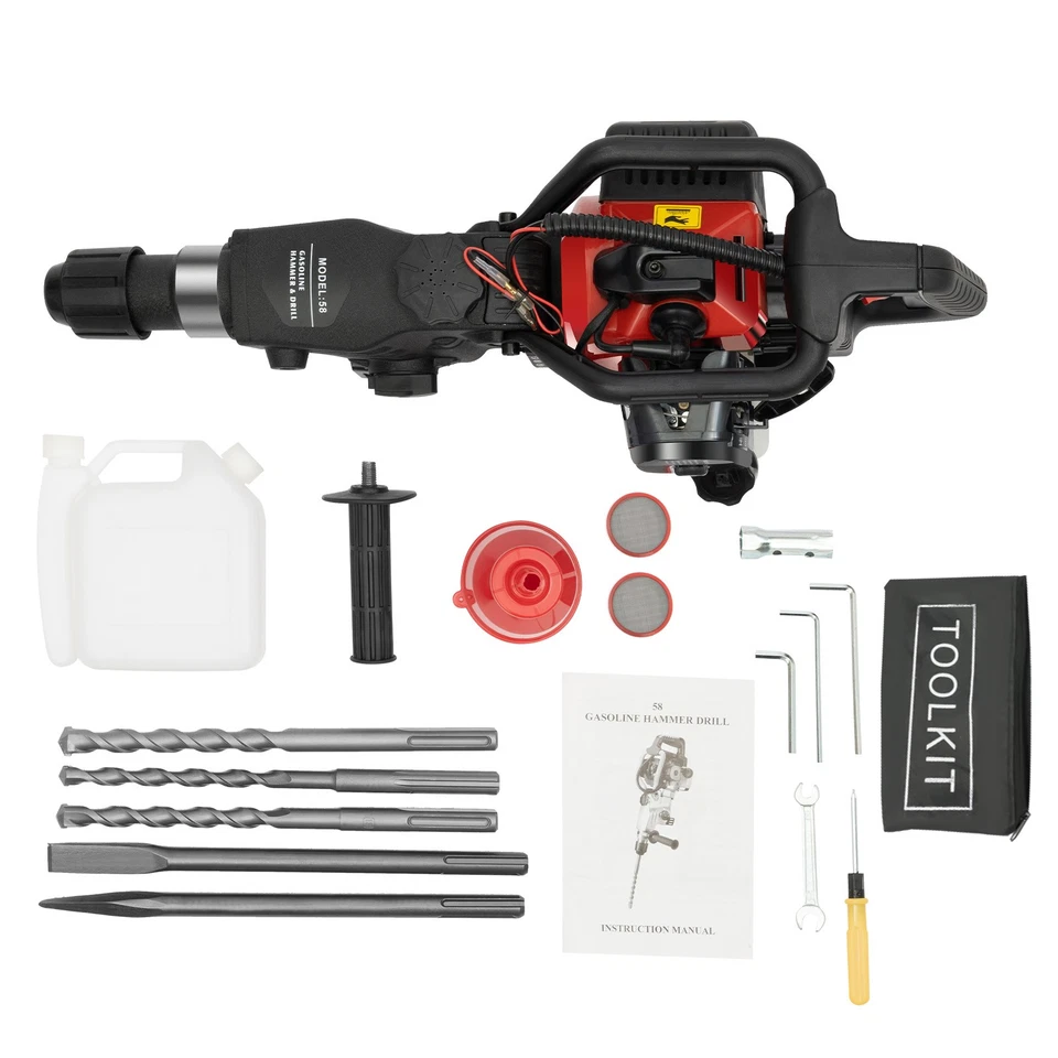 Taladro perforador de hormigón 33cc 2 tiempos con gato de demolición a gas Foto 3 de 4