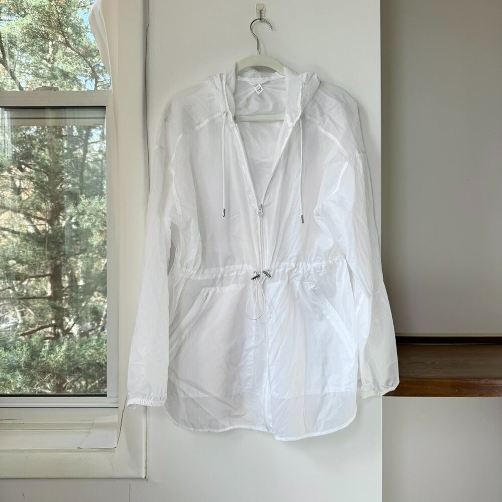 Alo Yoga Cloud Nine Sheer Zip-Up Long Sleeve Jacket White Medium