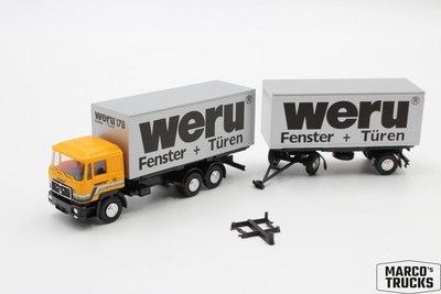 Herpa MAN F90 swap body truck-trailer ''Weru Fenster Türen'' 1:87 /HU23368