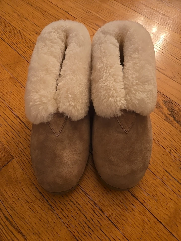 Old FRIEND Bootee 拖鞋羊皮羊毛衬里男式 9 Wms 11 棕褐色麂皮绒 MSR99 美元 — 第 4/4 张图片