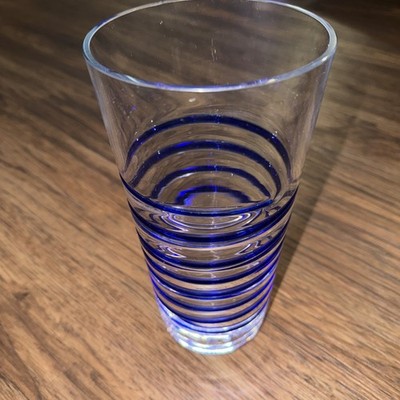 Clear Glass Blue Swirl 9.25in Handmade Vase Carlo Moretti Signature