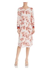 JOIE Womens White Floral Long Sleeve Below The Knee Shirt Dress Size: XXS