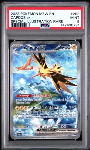 2023 POKEMON MEW EN-151 SPECIAL ILLUSTRATION RARE #202 ZAPDOS EX PSA 9