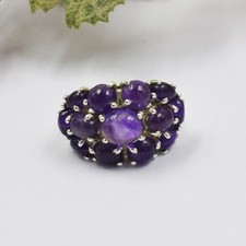 Natural Amethyst Gemstone Ring Sterling Silver Prong Set Vintage Style Jewelry