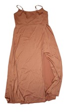 Azazie X Kendall + Kylie Dress Womens 18 Brown Scoop Neck Satin A Line Maxi