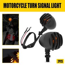 Black LED Bullet Turn Signals Indicator Lights Amber For Bobber Chopper Cruiser