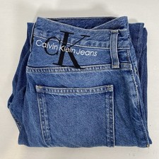 CK Calvin Klein Womens Blue Back Embroidered Mom Jeans Size 26 Very Good JP1