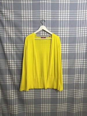 s.Oliver Damen Strickjacke Gr. 38 M Gelb Cardigan Feinstrick Open Front Viskose 