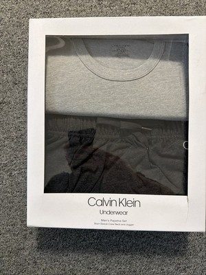 Calvin Klein Men's Pajama Set Short Sleeve Crew Neck Jogger S Gray Charcoal