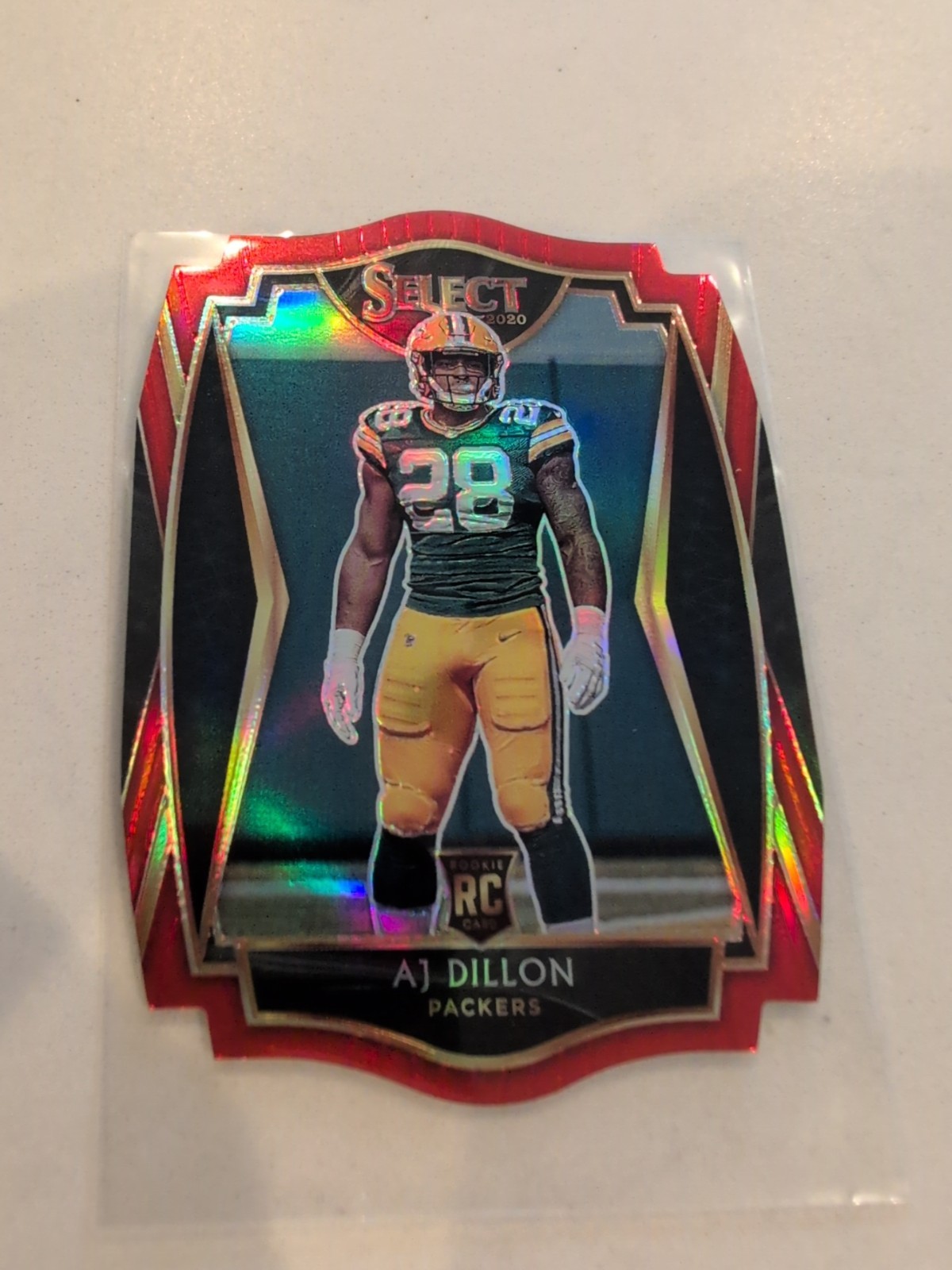 AJ DILLON 2020 SELECT PREMIER LEVEL ROOKIE RED PRIZM DIE CUT RC