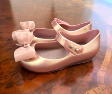 Mini Melissa Toddler Girl's Peep Toe Bow Jelly Pink Shoes Size 9