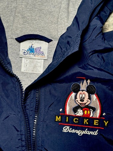 Disneyland Resort Lined Jacket Coat Hooded Zip Up Navy Blue Mickey Mouse SMALL - Picture 2 of 8