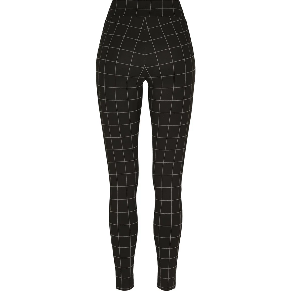Urban Classics Leggings À Carreaux Taille Haute Pour Femmes Noir XS - 5XL - Photo 2/4