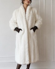 Vintage 70s Long White Faux Fur Coat