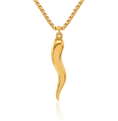 14K Solid Yellow Gold Cornicello Italian Horn Necklace | eBay