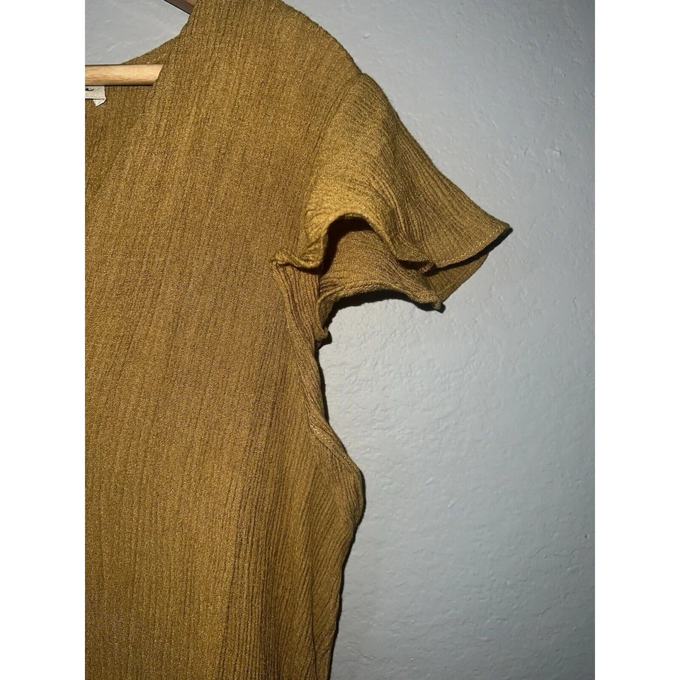 Lily White Women's Button Front Blouse V-Neck Cap Sleeve Back Tie Size XL - Image 3 of 4