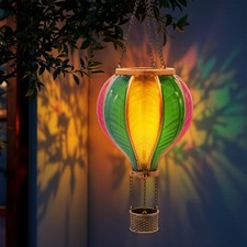 Solar LED Heißluft Ballon Laterne 45 cm - Garten Deko Hänge Lampe Flammen Effekt