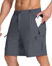 Mens Hiking Cargo Shorts with 6 Zipper Pockets 9" Quick-Dry Lightweight Short...
