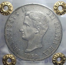 Napoli - Francesco II° - Piastra da 120 Grana 1859 N - qSPL - Periziata - Lustro