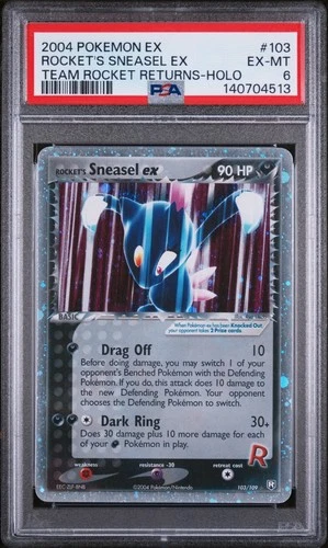 2004 POKEMON EX TEAM ROCKET RETURNS #103 ROCKET'S SNEASEL EX-HOLO PSA 6