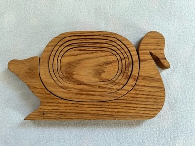 John Kara Perryopolis PA Handcrafted Oak Wood Duck Collapsible Basket  Folk Art