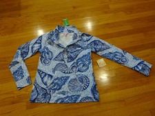 New Lilly Pulitzer Captain Popover Blue Stuffed Shells Gold Button Jacket Size M