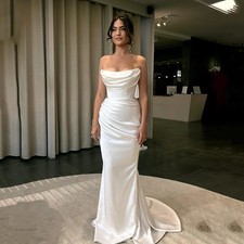Elegant Mermaid Wedding Dresses Boho Strpaless Floor Length White Bridal Gowns
