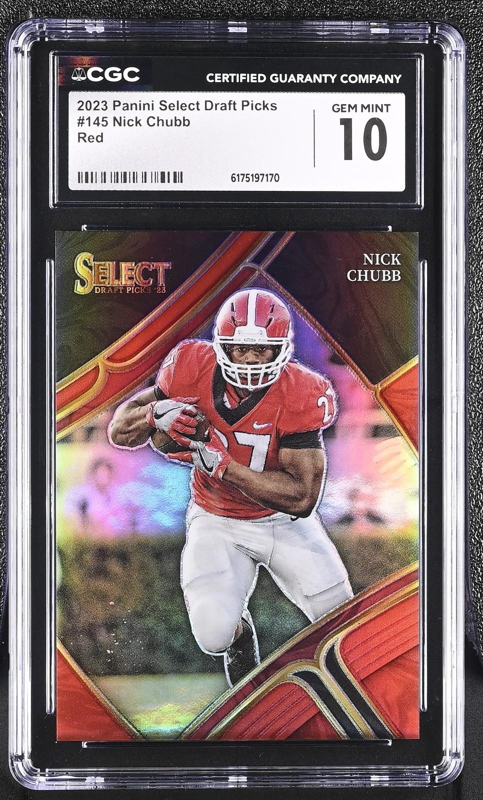 2023 Panini Select Draft Picks Nick Chubb Red Prizm #/149 Bulldogs CGC 10