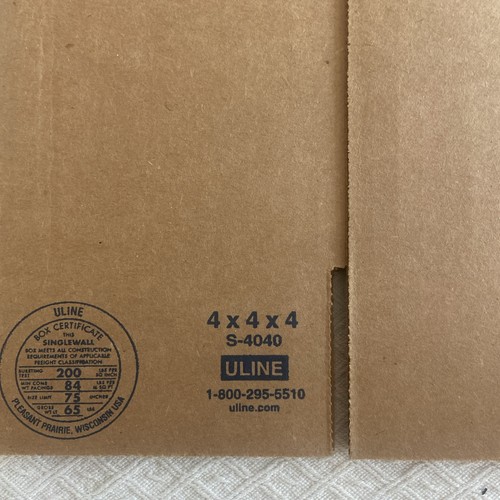 Uline 4x4x4" Corrugated Cardboard Shipping Boxes S-4040 (5 Pieces) - Picture 3 of 9