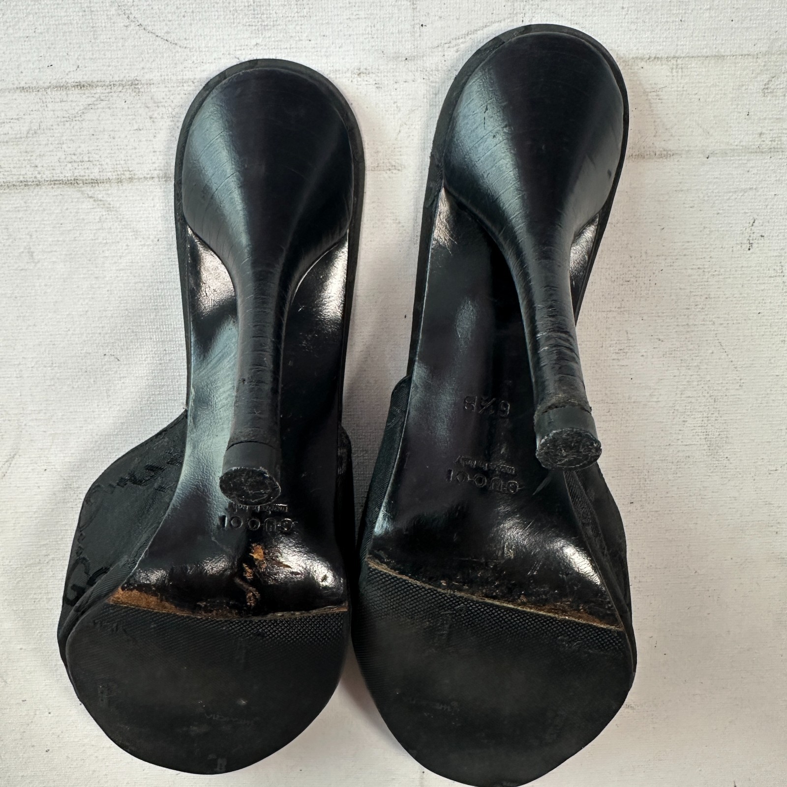 Authentic Gucci GG Monogram Black  Mule Kitten Heel Sandals UK 3.5 or EU 36.5 image 7