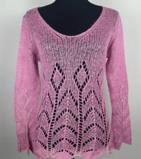 READ! Vintage 90s Flamingo Pink Pointelle Ope...